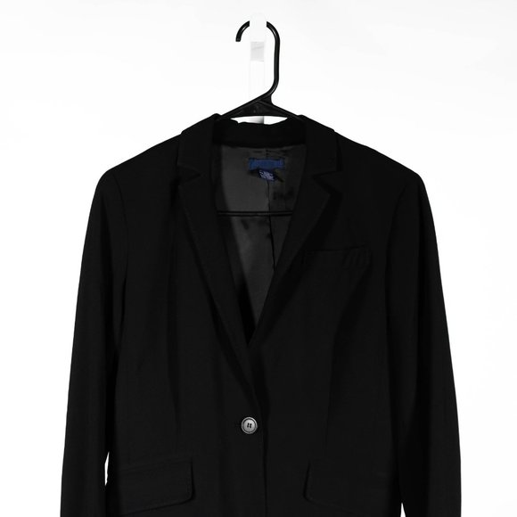 J. Crew Women's Blazer Black Wool Stretch One Button Work Career Suit Jacket 6 - Picture 6 of 10